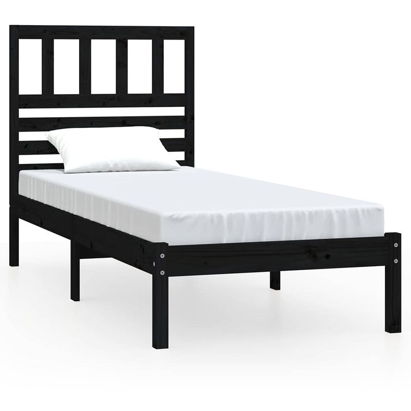 Foto van Vidaxl bedframe massief grenenhout zwart 100x200 cm