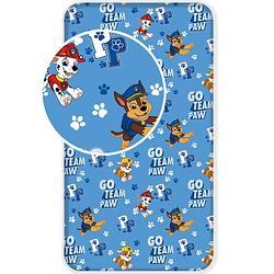 Foto van Paw patrol go team paw hoeslaken - eenpersoons - 90 x 200 cm - blauw