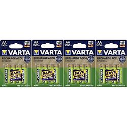 Foto van 16 stuks (4 blisters a 4st) varta oplaadbare aa batterij 1000 mah