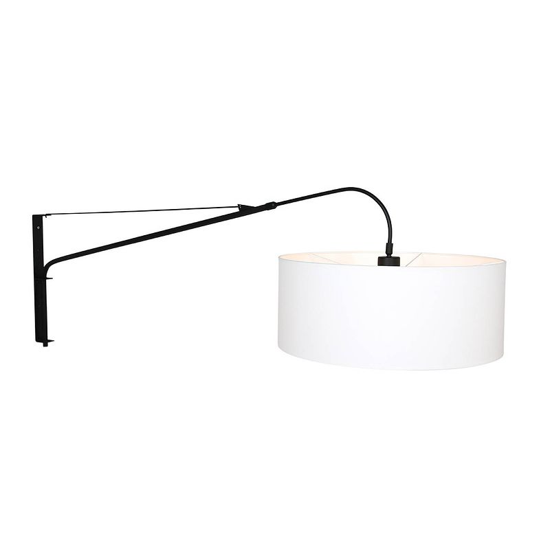 Foto van Steinhauer wandlamp elegant classy 9321zw zwart kap wit linnen