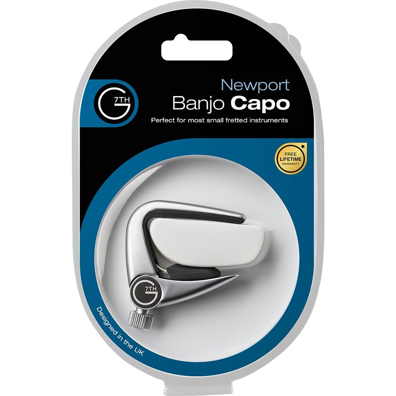 Foto van G7th newport banjo silver capo voor banjo, ukelele & mandoline