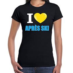 Foto van I love apres-ski t-shirt wintersport i love zwart voor dames xs - feestshirts