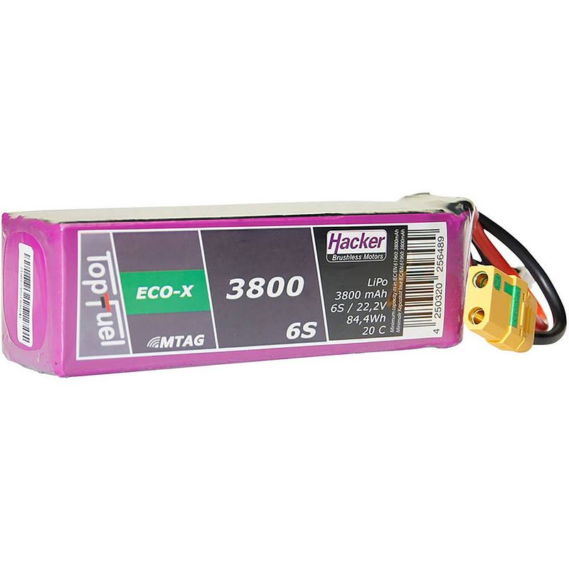 Foto van Hacker lipo accupack 22.2 v 3800 mah aantal cellen: 6 20 c softcase xt90