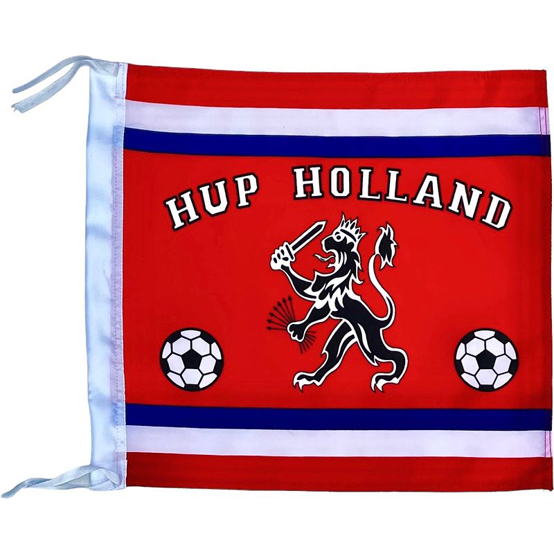 Foto van Bootvlag hup holland oranje vlag met leeuw - 40 x 40 cm - ek/wk - voetbalvlag - voetbal