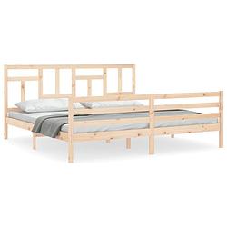 Foto van The living store massief grenenhouten bedframe - 205.5 x 205.5 x 100 cm - multiplex lattenbodem