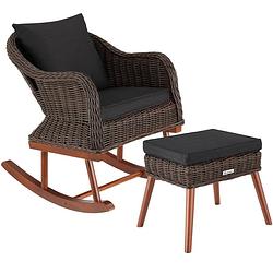 Foto van Tectake® - wicker schommelstoel rovigo met voetenbank vibo - bruin