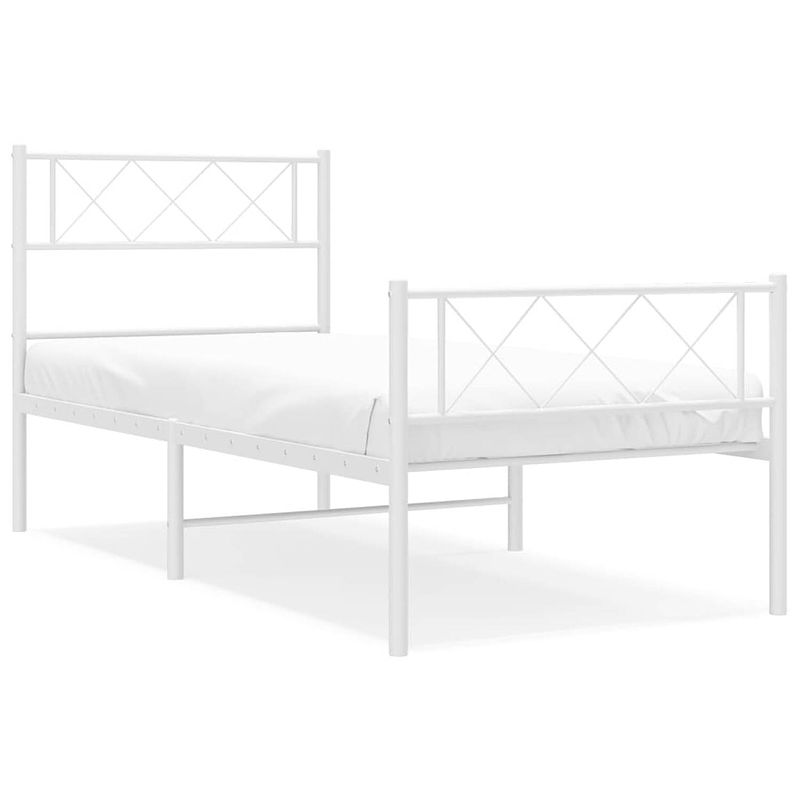 Foto van Vidaxl bedframe met hoofd- en voeteneinde metaal wit 75x190 cm