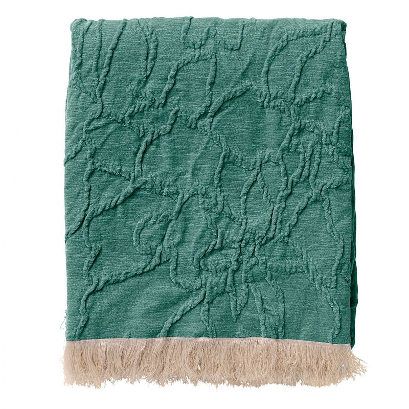 Foto van Dutch decor florine - plaid met patroon 140x180 cm sagebrush green - groen - groen