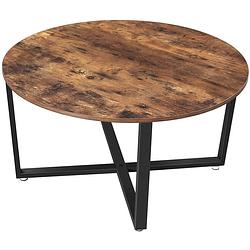 Foto van Hoppa! songmics salontafel rond- bruin - spaanplaat - 88 x 88 x 47 cm