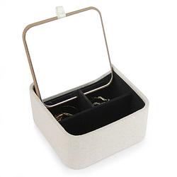 Foto van Oliva'ss - compacte sieradendoos - juwelendoos - met spiegel - linnen wit