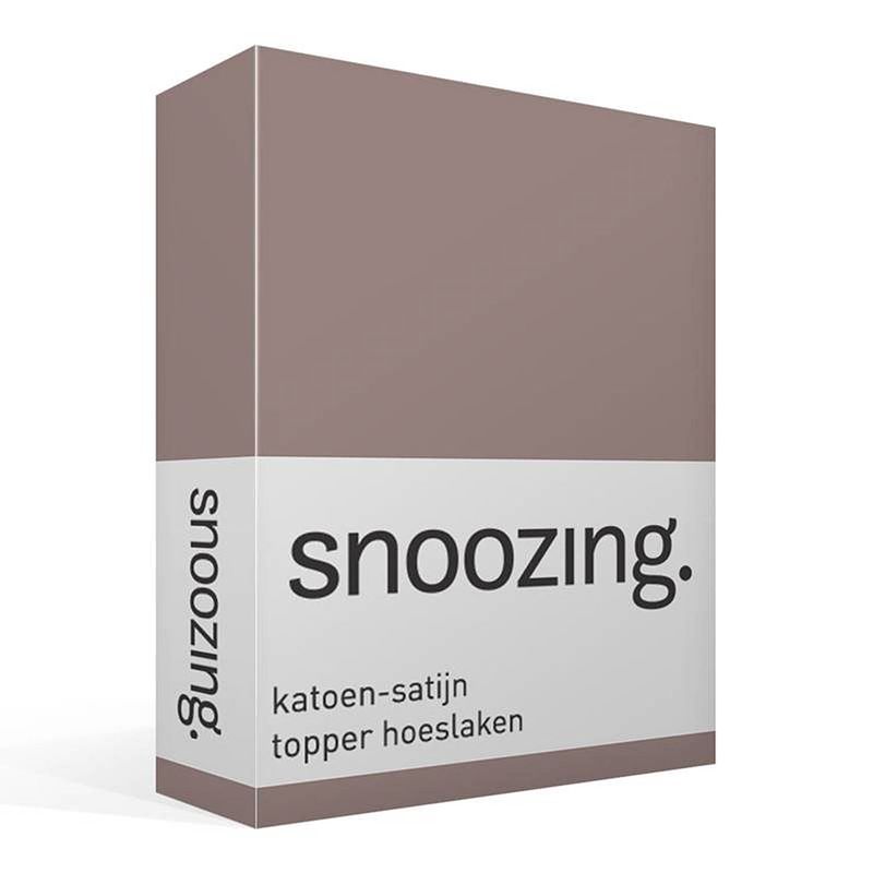 Foto van Snoozing - katoen-satijn - topper - hoeslaken - 90x210 - taupe