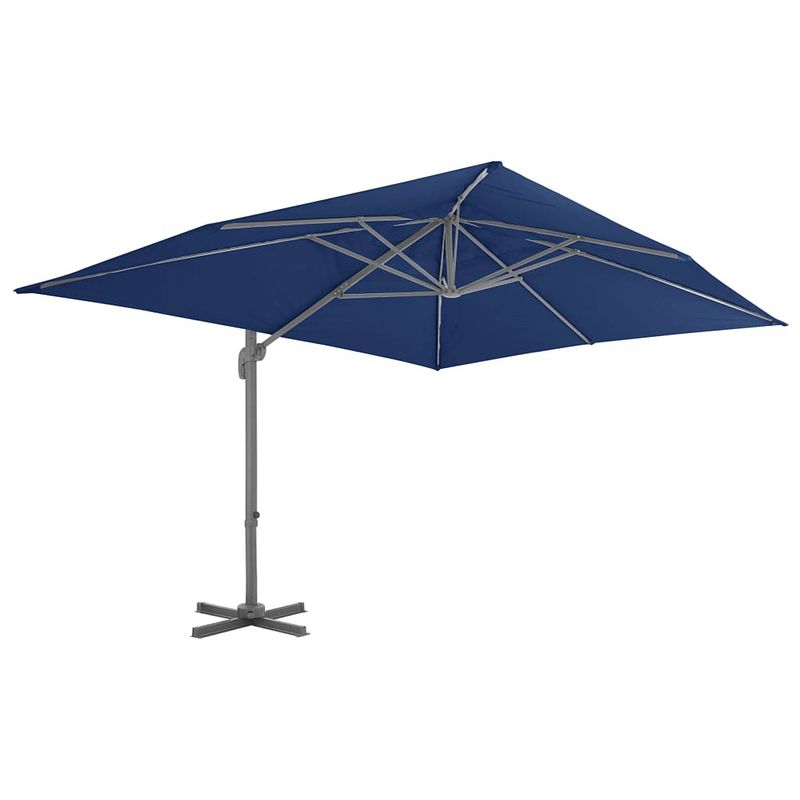 Foto van The living store hangende parasol - elegant - uv-beschermend - polyester - 400x300x268 cm - azuurblauw