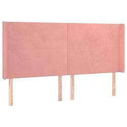 Foto van Vidaxl hoofdbord met randen 163x16x118/128 cm fluweel roze