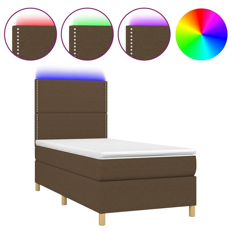 Foto van The living store boxspring donkerbruin 203x100x118/128 - met usb en led