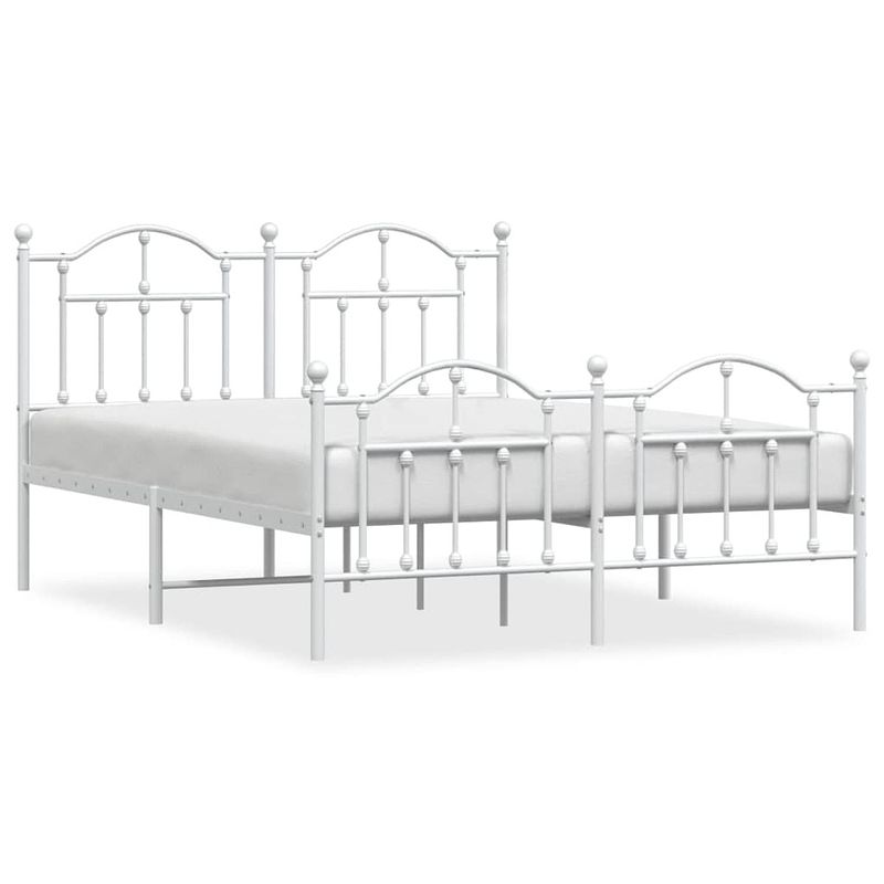 Foto van Vidaxl bedframe met hoofd- en voeteneinde metaal wit 150x200 cm