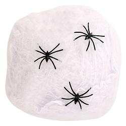 Foto van Horror spinnenweb met spinnen - wit - 20 gr - halloween decoratie - feestdecoratievoorwerp