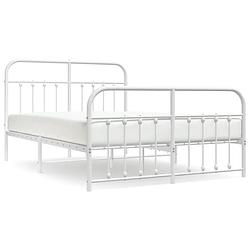 Foto van The living store bedframe met hoofd- en voeteneinde metaal wit 150x200 cm - bed