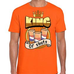 Foto van Oranje koningsdag t-shirt - king of shots - voor heren s - feestshirts