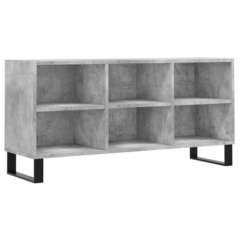 Foto van The living store tv-meubel betongrijs - 103.5 x 30 x 50 cm - bewerkt hout en ijzer