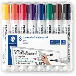 Foto van Staedtler whiteboardmarker lumocolor, etui van 8 stuks in geassorteerde kleuren 5 stuks