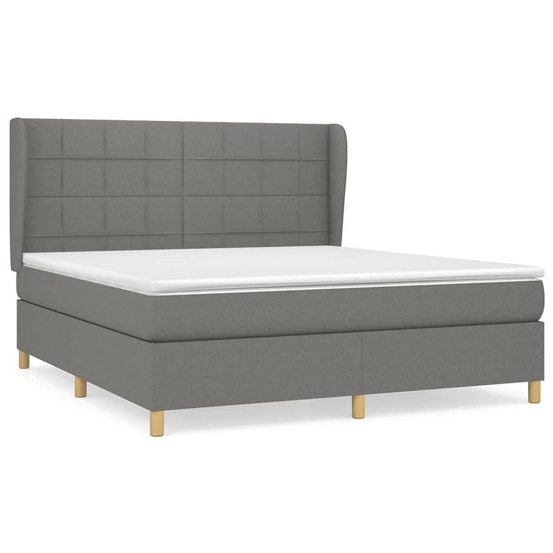 Foto van The living store boxspringbed - donkergrijs - 160x200 cm - pocketvering matras