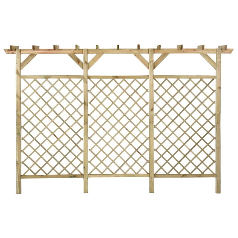 Foto van The living store schutting met trellis en pergola - 300 x 50 x 200 cm - grenenhout