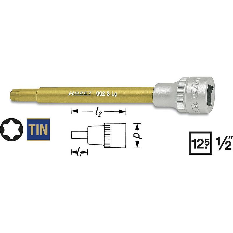 Foto van Hazet hazet 992slg-t30 binnen-torx dopsleutel-bitinzet t 30 1/2 (12.5 mm)