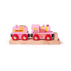 Foto van Bigjigs houten 123 locomotief met wagon - roze