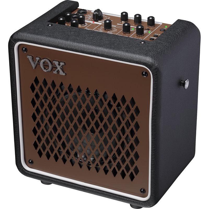 Foto van Vox mini go 10 earth brown 1x6.5 inch draagbare modeling gitaarversterker combo