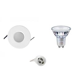 Foto van Led spot set - aigi - gu10 fitting - waterdicht ip65 - inbouw rond - mat wit - ø82mm - philips - master 927 36d vle -