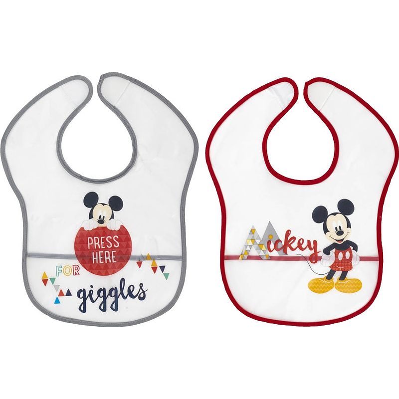 Foto van Disney slabbetjes mickey mouse 40 x 41 cm eva grijs/rood 2 stuks