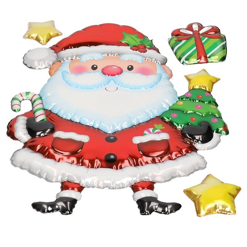 Foto van Kerst decoratie 3d raamstickers kerstman 28 x 41 cm - feeststickers