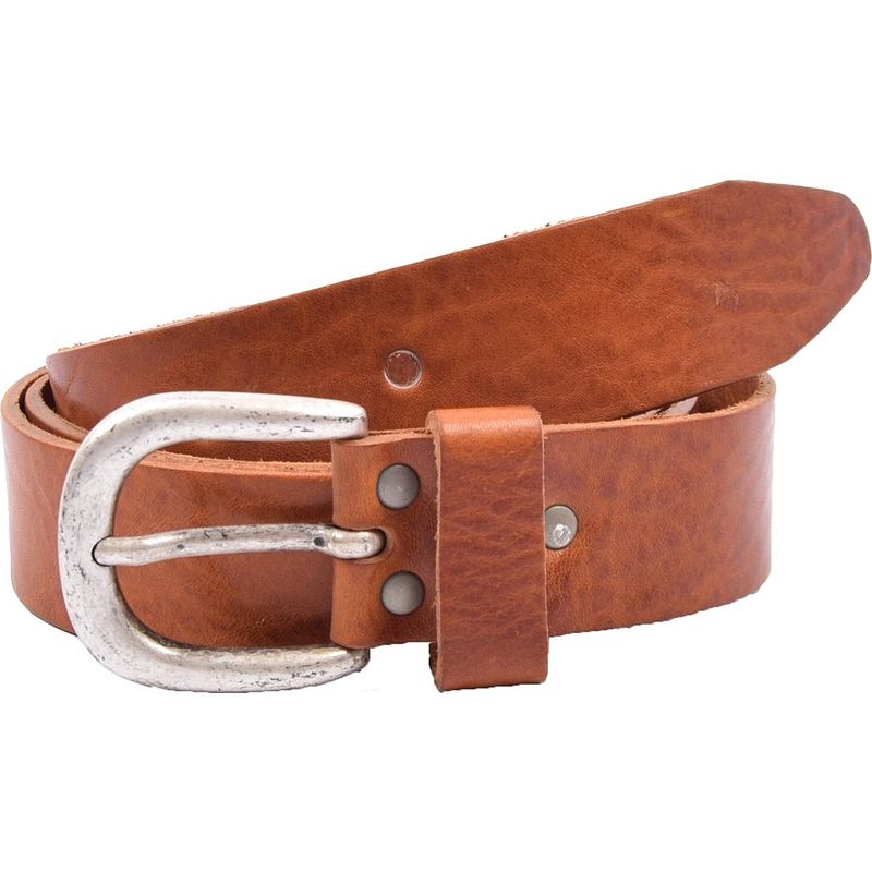 Foto van Riem - riemen - mat bruin - 3 cm - unisex - 100% leren - leder - riem maat 105