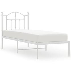 Foto van Vidaxl bedframe met hoofdbord metaal wit 75 x 190 cm