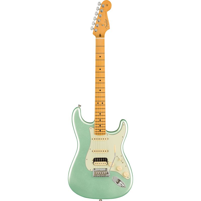 Foto van Fender american professional ii stratocaster hss mystic surf green mn elektrische gitaar met koffer