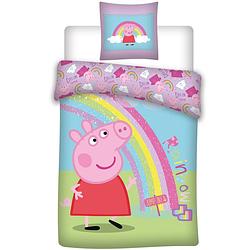 Foto van Peppa pig dekbedovertrek regenboog - eenpersoons - 140 x 200 cm - polyester