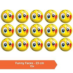 Foto van Bal - voordeelverpakking - funny faces - 23 cm - 15 stuks