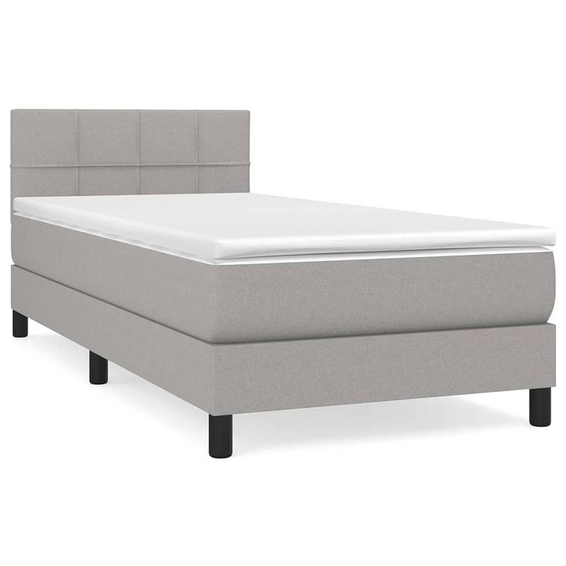 Foto van The living store boxspring met matras stof lichtgrijs 100x200 cm - bed