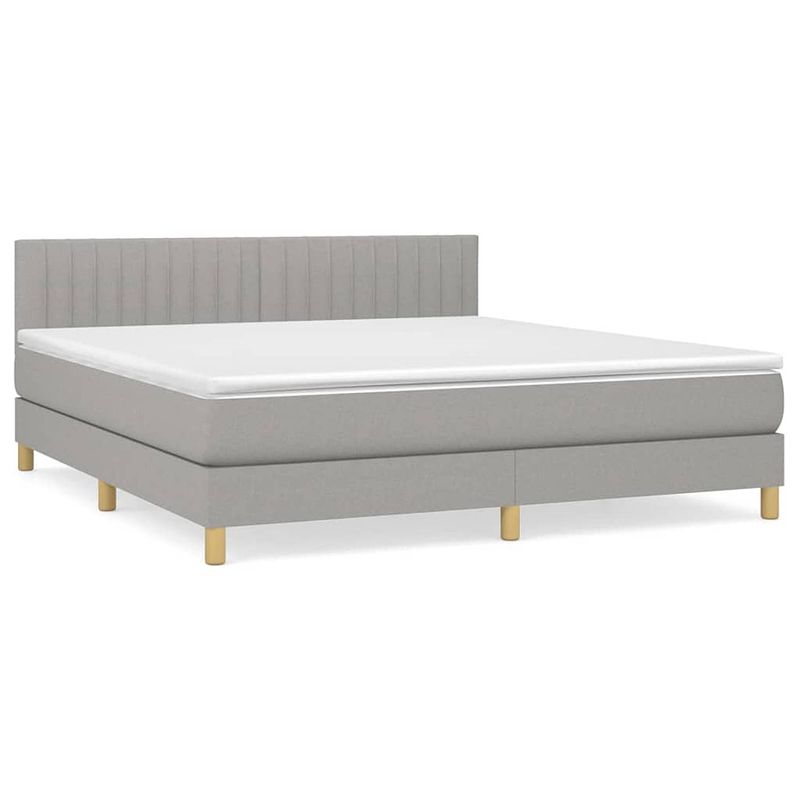 Foto van The living store boxspringbed - lichtgrijs - 203 x 180 x 78/88 cm - met verstelbaar hoofdbord en pocketvering matras -