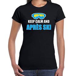 Foto van Apres-ski t-shirt wintersport keep calm zwart voor dames xs - feestshirts