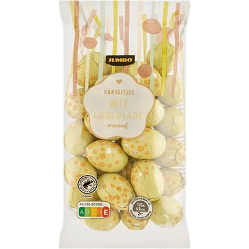 Foto van 3 voor € 5,00 | jumbo paaseitjes wit chocolade massief 200g aanbieding bij jumbo