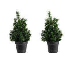 Foto van 2x stuks kunstboom/kunst kerstboom groen 45 cm - kunstkerstboom