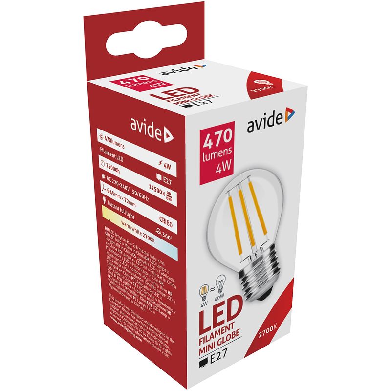 Foto van Avide led filament mini globe 4w e27 360° ww