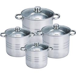 Foto van Royalty line pannenset 8 delig - met glazen deksel - 6,5l, 8l, 10l, 12,5l - rvs