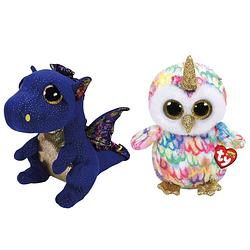 Foto van Ty - knuffel - beanie buddy - saffire dragon & enchanted owl