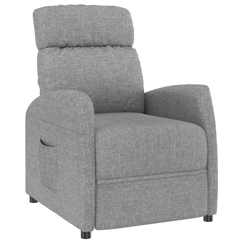 Foto van The living store fauteuil hoge rug - stof - lichtgrijs - 67 x 86 x 100 cm - 100% polyester