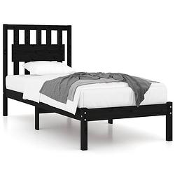 Foto van The living store bedframe massief grenenhout - 205.5 x 95.5 x 31 cm - zwart