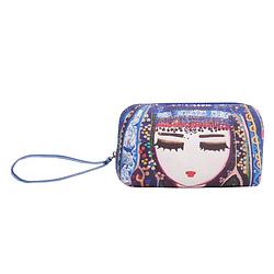 Foto van Biggdesign make up tasje - make up etui - toilettas dames - blauw - kunstleer - 16.5x11x7.5cm