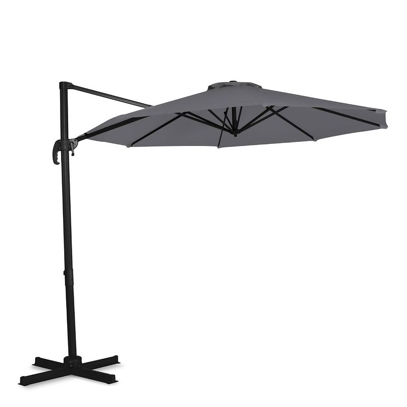 Foto van Vonroc zweefparasol bardolino ø300cm - draai en kantelbaar - uv werend - grijs - incl. beschermhoes