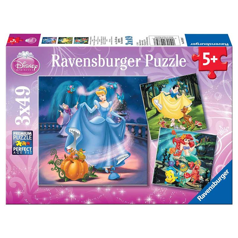 Foto van Ravensburger puzzel disney princess met hun vriendjes - 3 x 49 stukjes